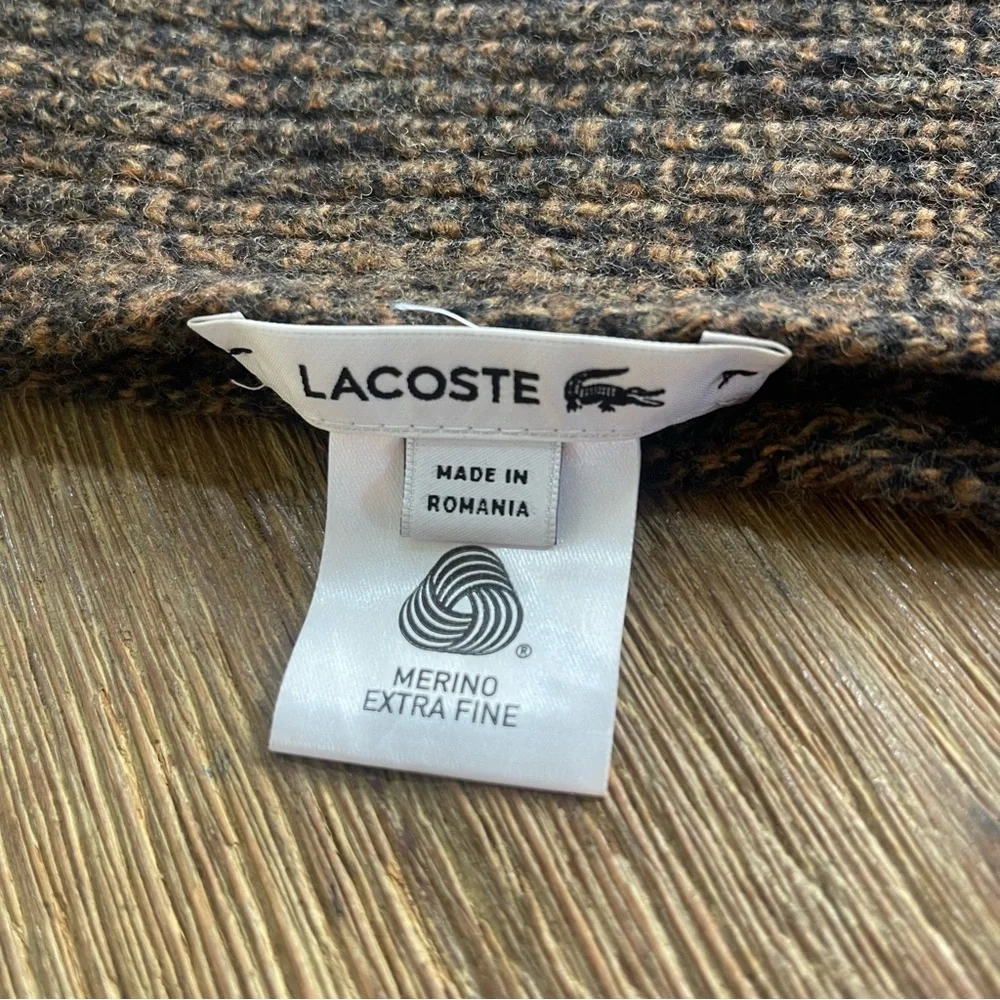 Lacoste Knit Brown Extra Fine Merino wool Scarf France